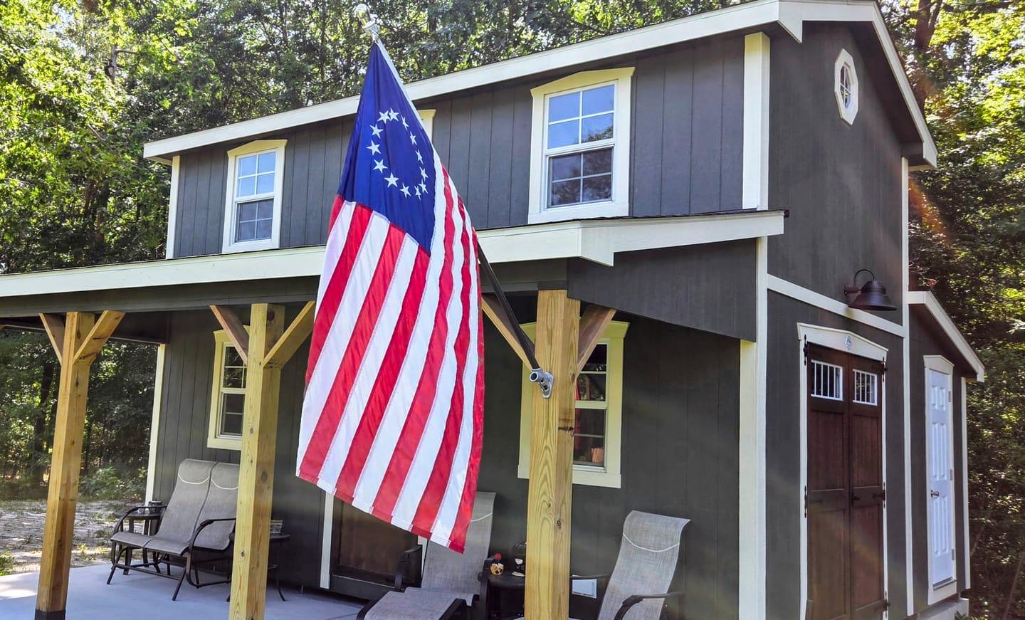 Customer photo review of NEW! Prestige House Flag Pole - A Complete Wall-Mounted Kit