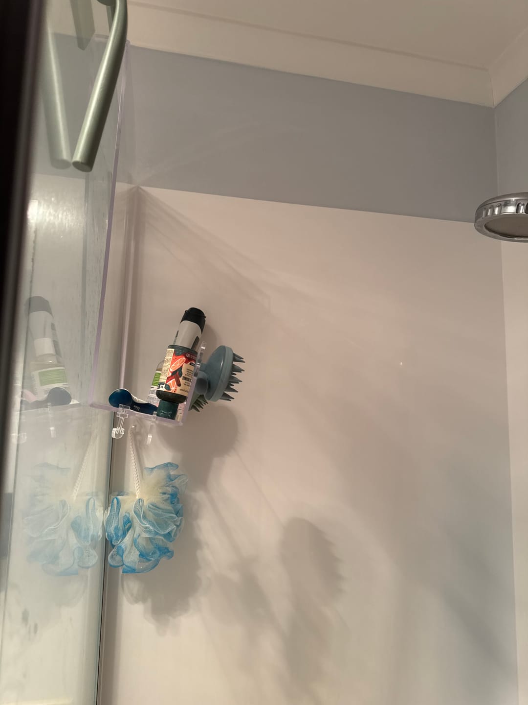 Customer photo review of Clear Acrylic Shower Shelf
