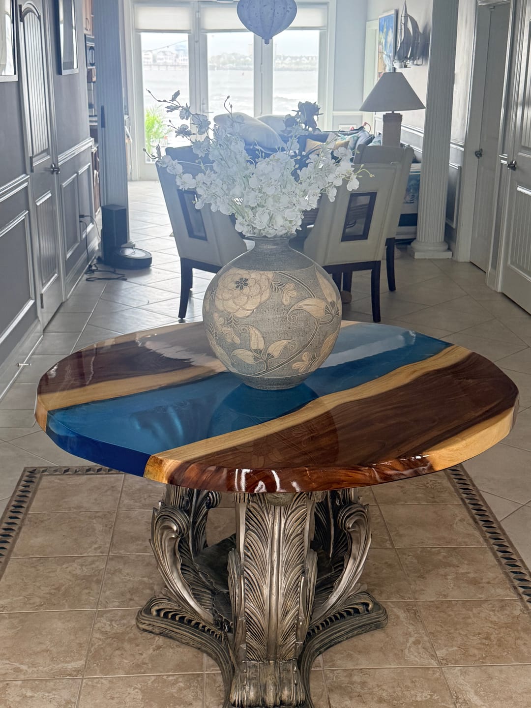 Customer photo review of Large Golden Camphor Epoxy River Table – Handcrafted Dining & Conference Table - A57