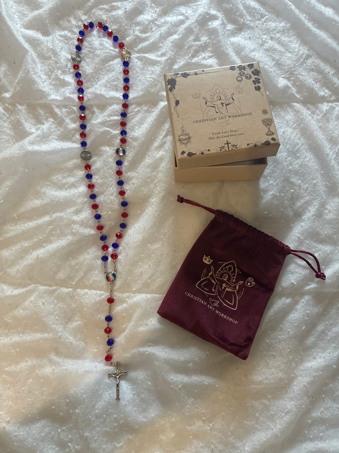 Customer photo review of FREE Today: Vibrant Divine Mercy Rosary with Colored Beads: A Reminder of Heavenly Grace