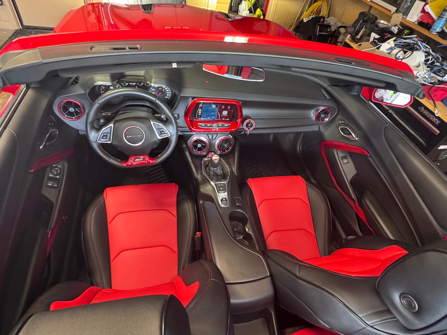 Customer photo review of 6th Gen Camaro Convertible Custom Leather Seat Covers