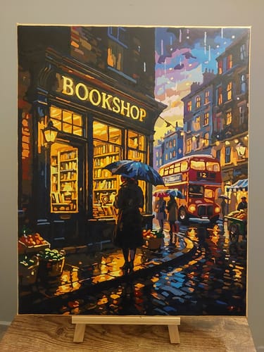 Customer photo review of Rainy Evening at the Bookshop (Paint by Numbers)