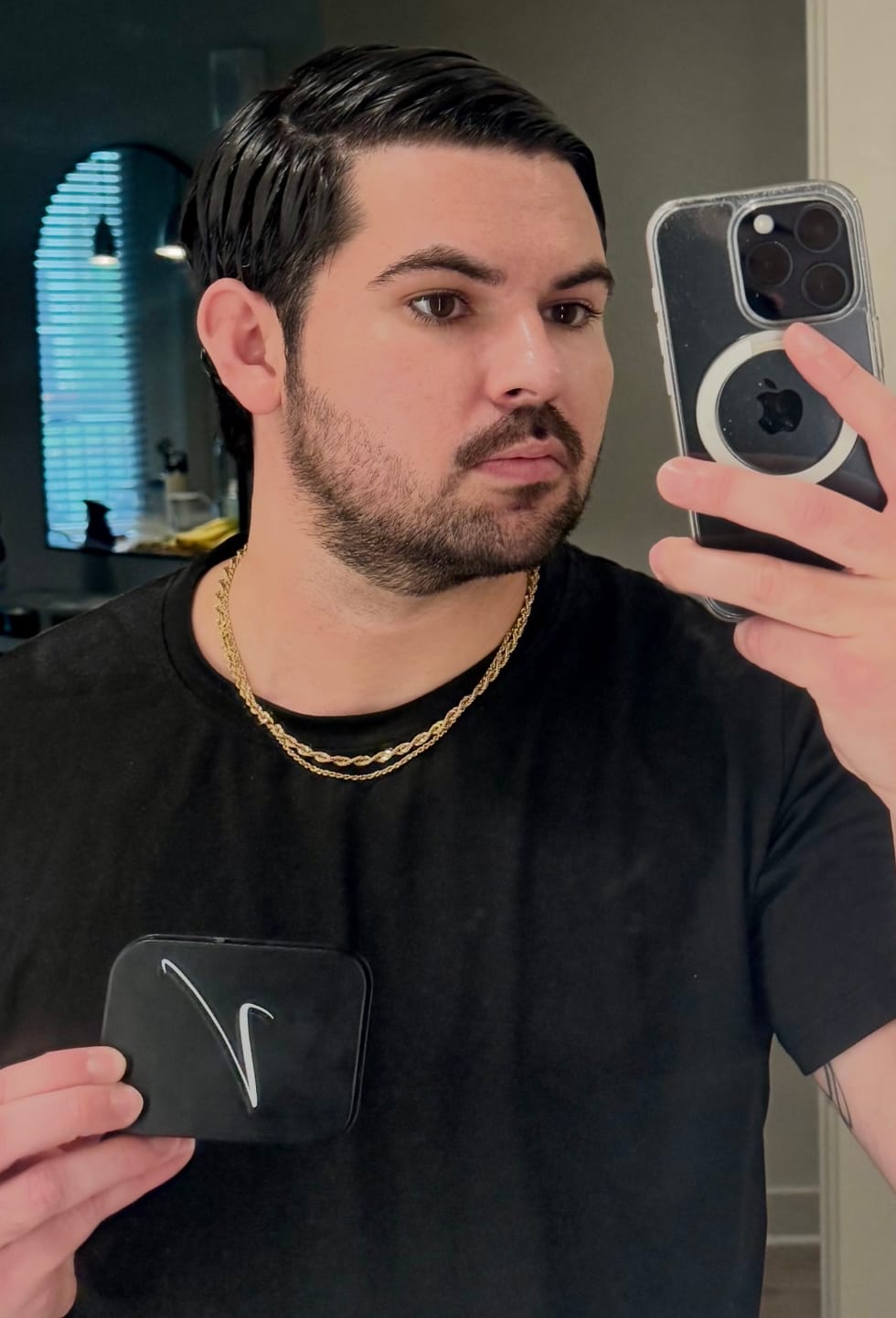 Customer photo review of Vivo Nostra Men's Pomade - Medium-Strong Hold