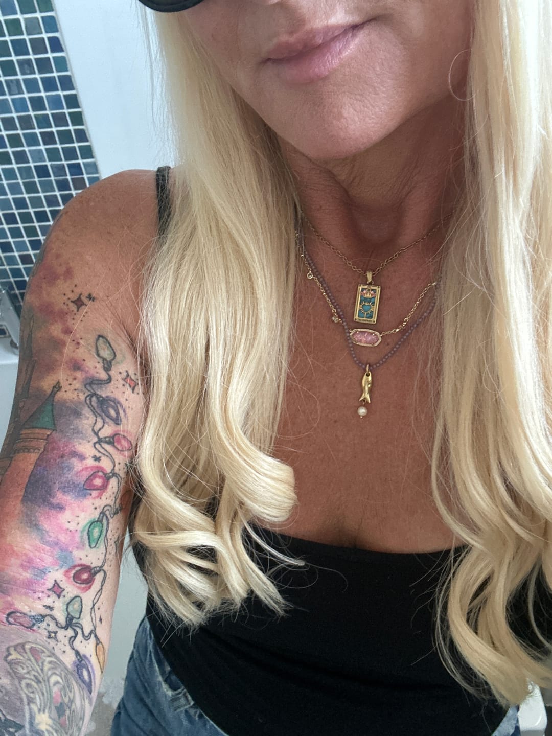 Customer photo review of The Empress - Tarot Card 18k | Silver Dainty Necklace with Blue Enamel