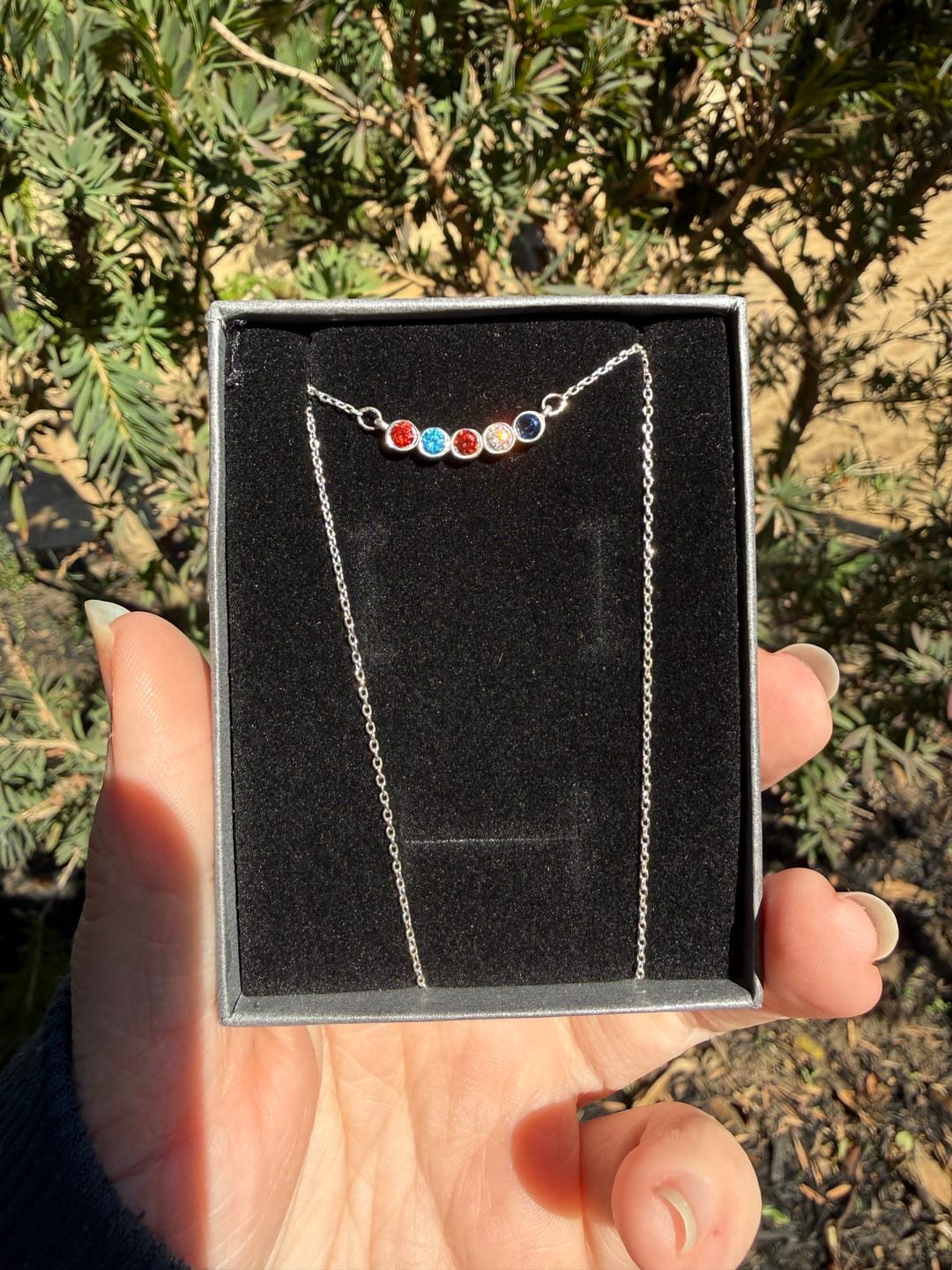 Customer photo review of Family Birthstone Necklace