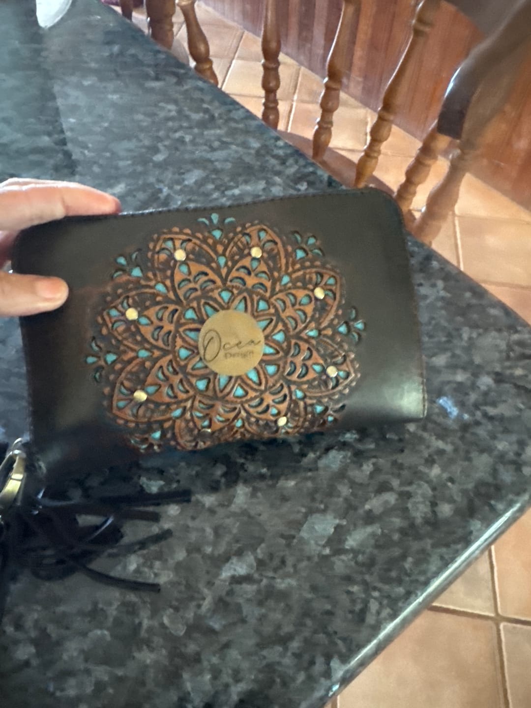 Customer photo review of Sage Mandala Leather Wallet