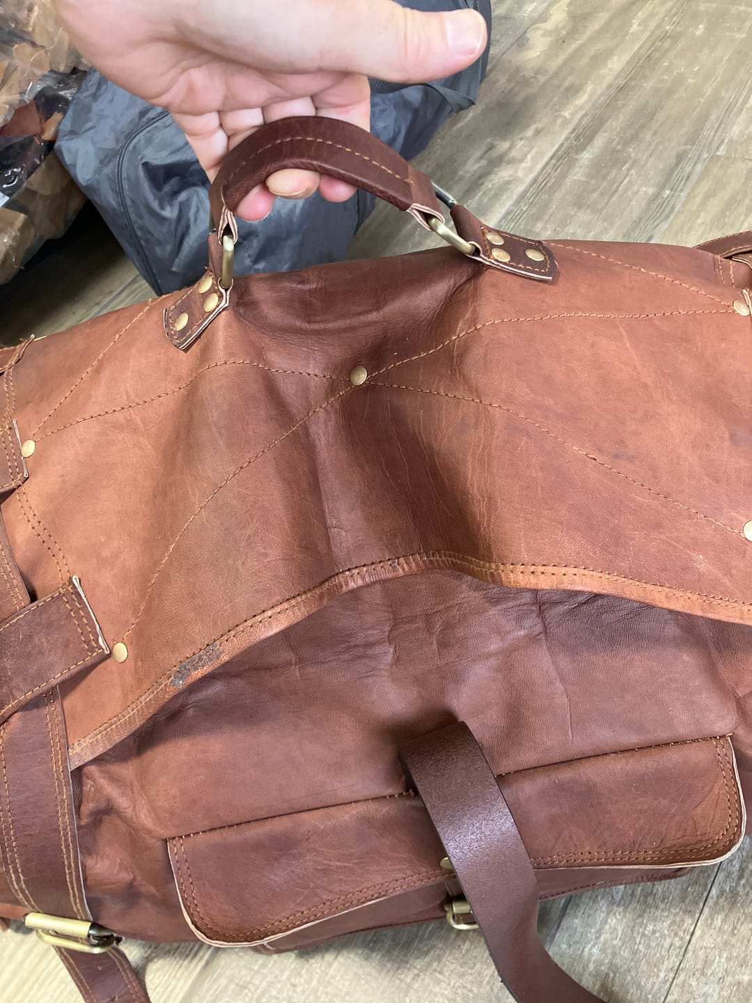 Customer photo review of The Peterson Leather Duffle