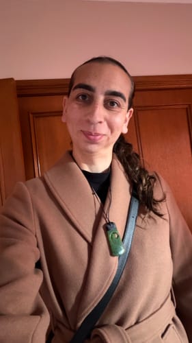 Customer photo review of Genuine NZ Greenstone Toki with Inner Koru Necklace