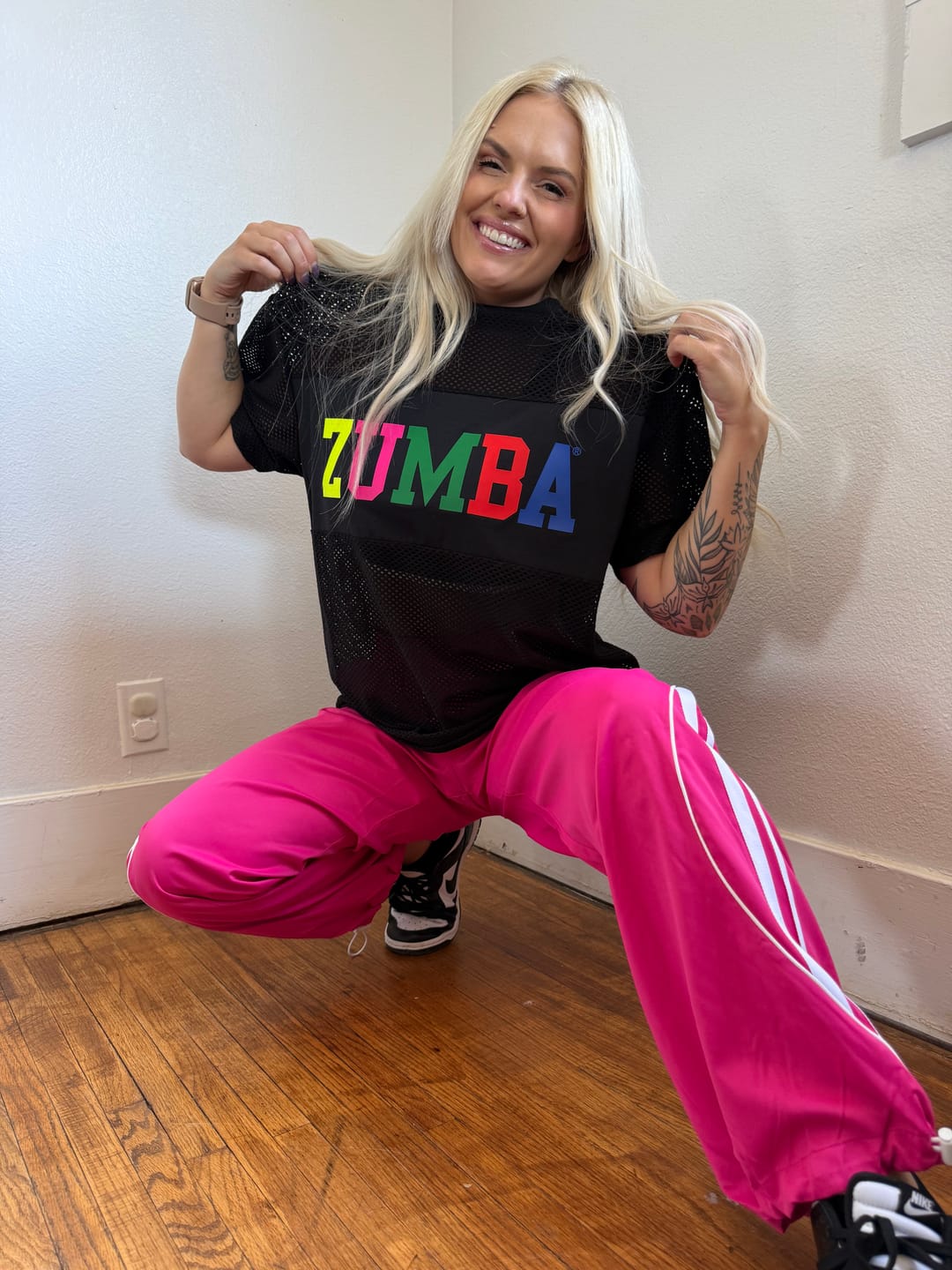Customer photo review of Zumba Worldwide Boxy Mesh Top