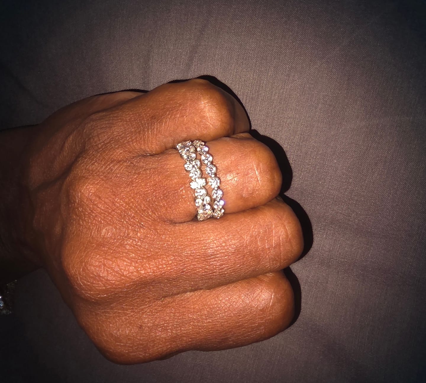Customer photo review of Moissanite 2.5 Ct Round Cut Full Wedding Band for Women