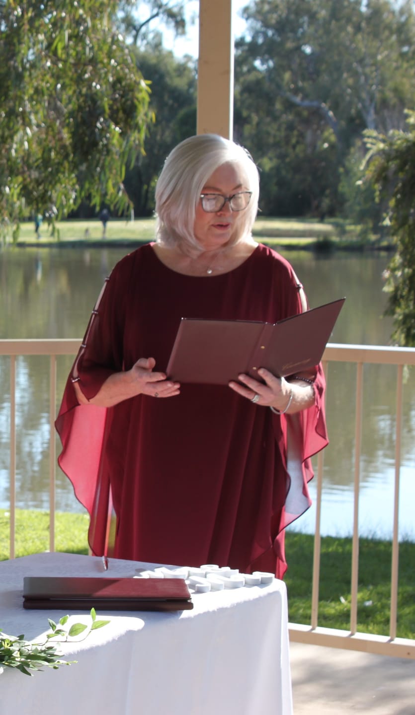 Customer photo review of Una Burgundy Evening Dress