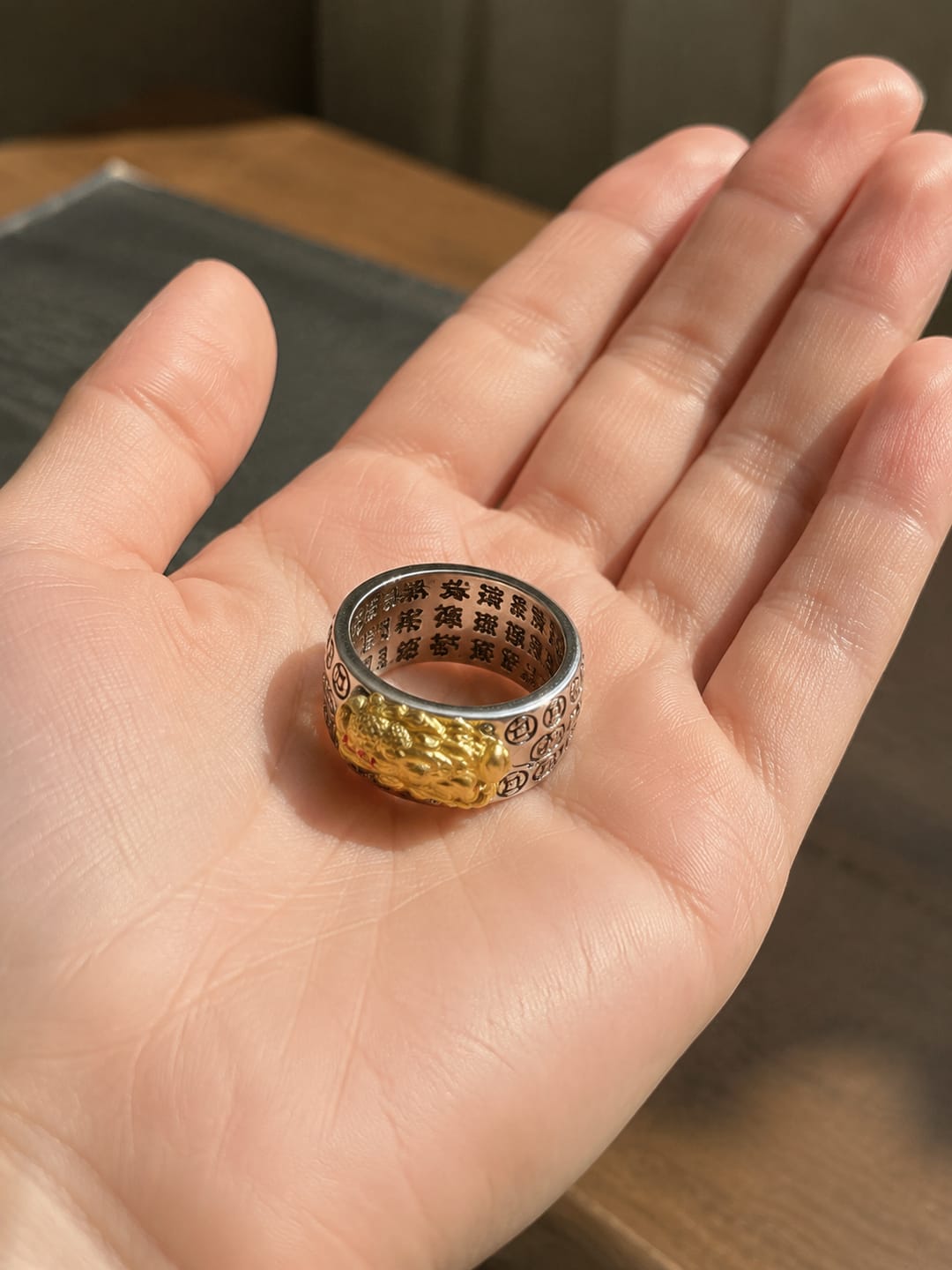 Customer photo review of FuAttract FengShui Pixiu Mantra Ring for Wealth Success & Protection