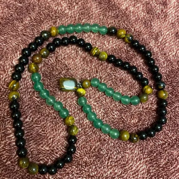 Customer photo review of FuAttract Black Obsidian Green Aventurine & Tiger's Eye Necklace – Protection Growth & Courage