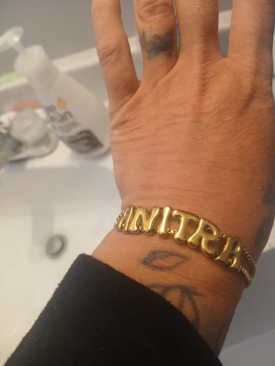 Customer photo review of Bubble Letter Bracelet