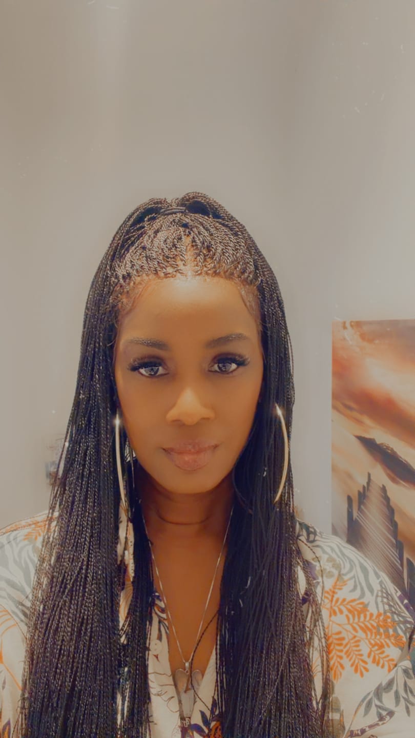Customer photo review of Mica - Micro Senegalese Twist Pre Bleached Swiss HD Full Lace Knotless Braids Wig 799 Strands
