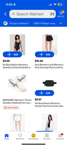 Reviewer's screenshot of a Walmart product page showing the DF Cloudea™ 2 shoes listed under the name 'BERANMEY'.