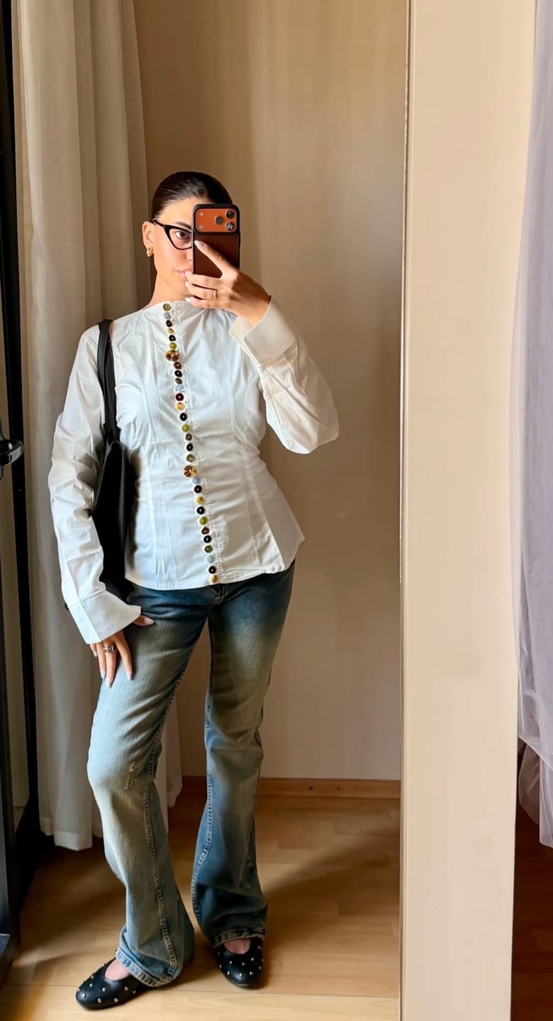 Customer photo review of Button Charm Shirt-White