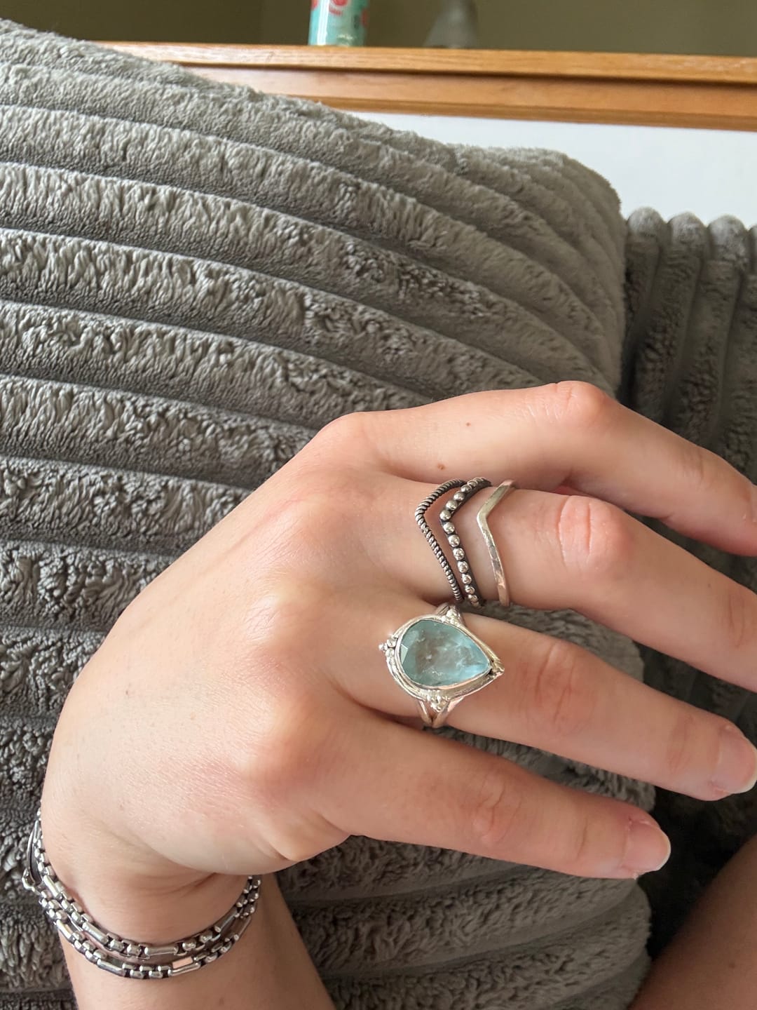 Customer photo review of Teardrop Aquamarine Ring Sterling Silver