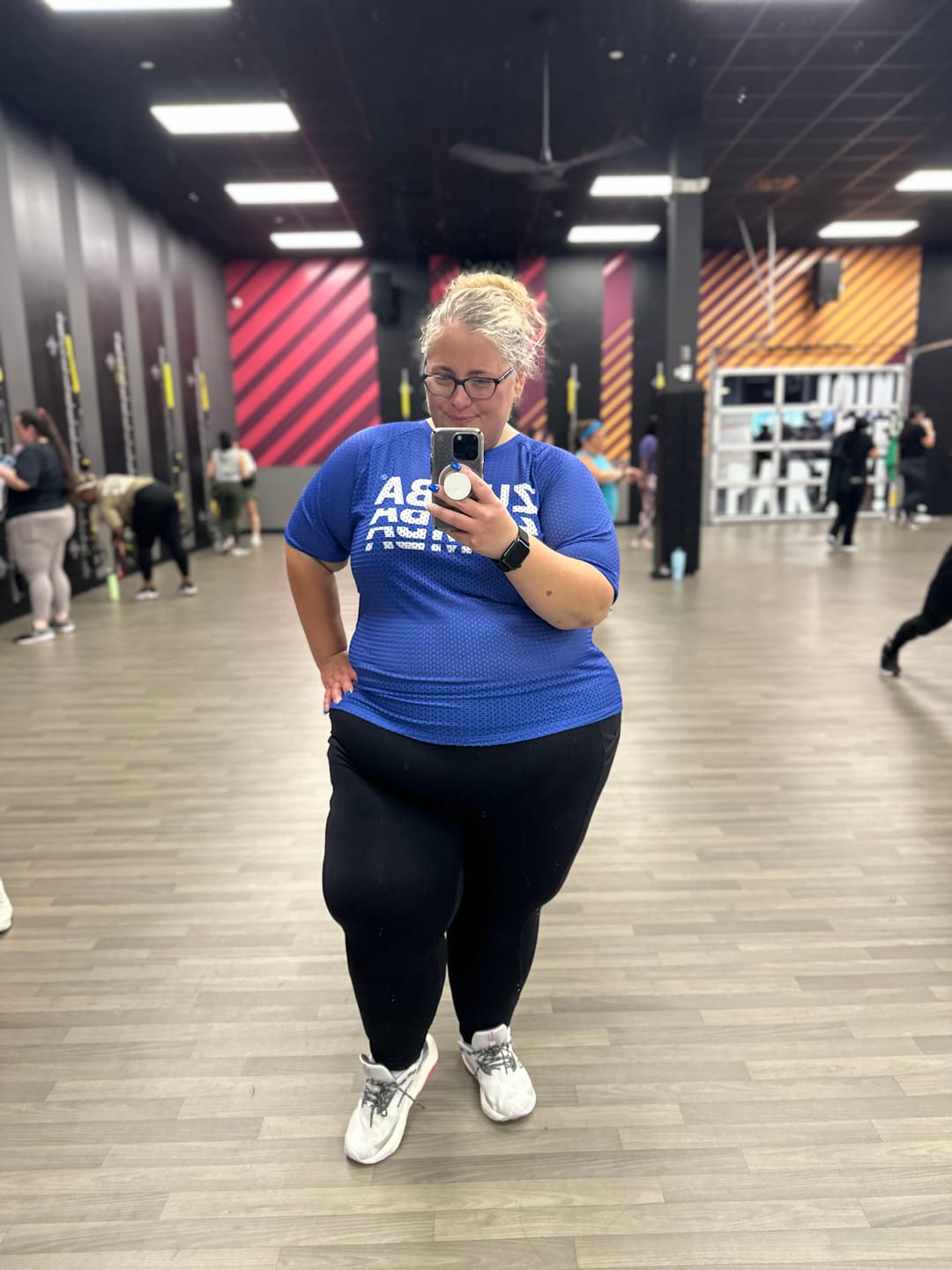 Customer photo review of Color Spree Mesh Crew Neck Raglan Sleeve Top