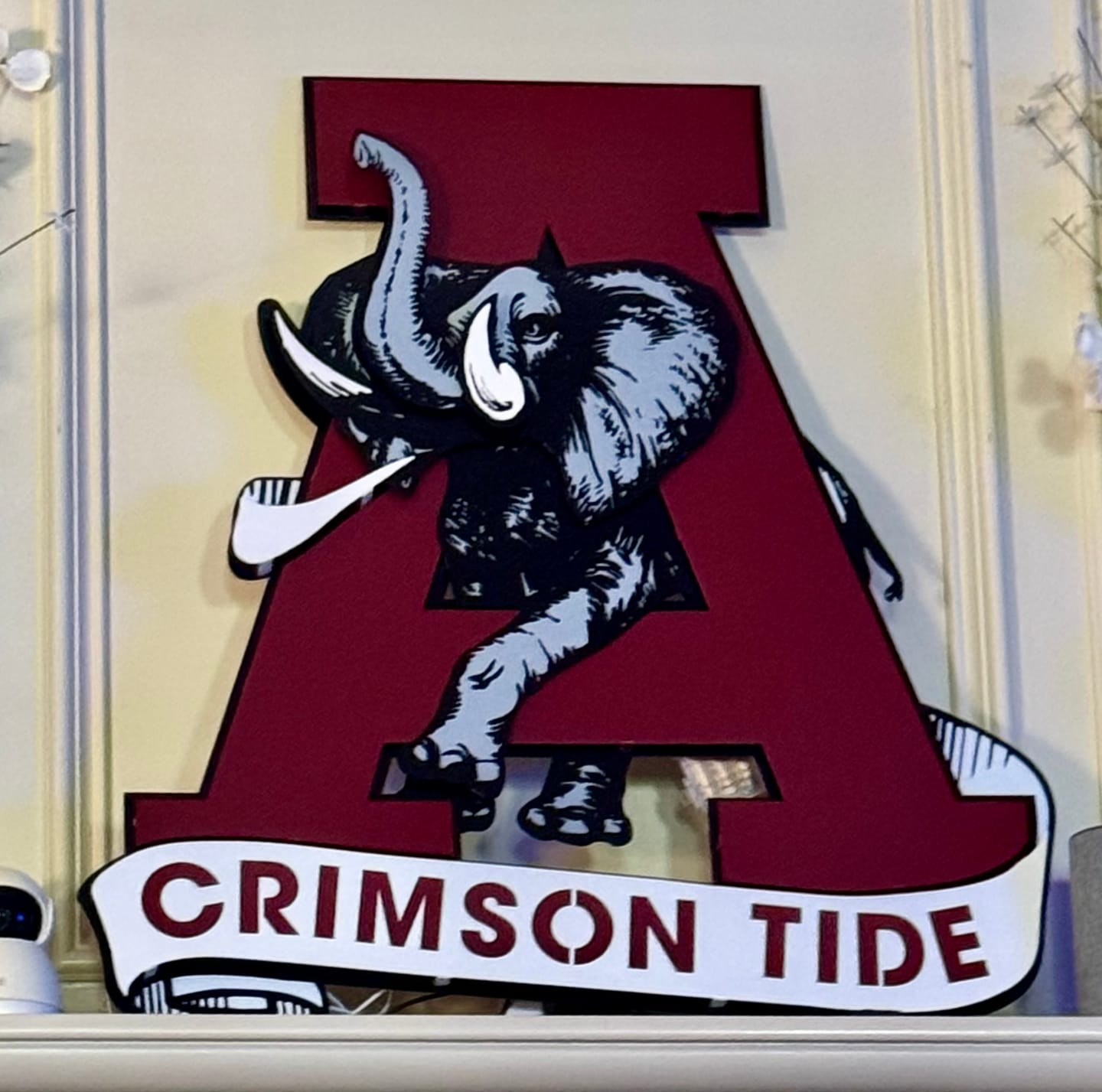 Customer photo review of Alabama Crimson Tide VAULT "Elephant thru A" 3D Metal Wall Art