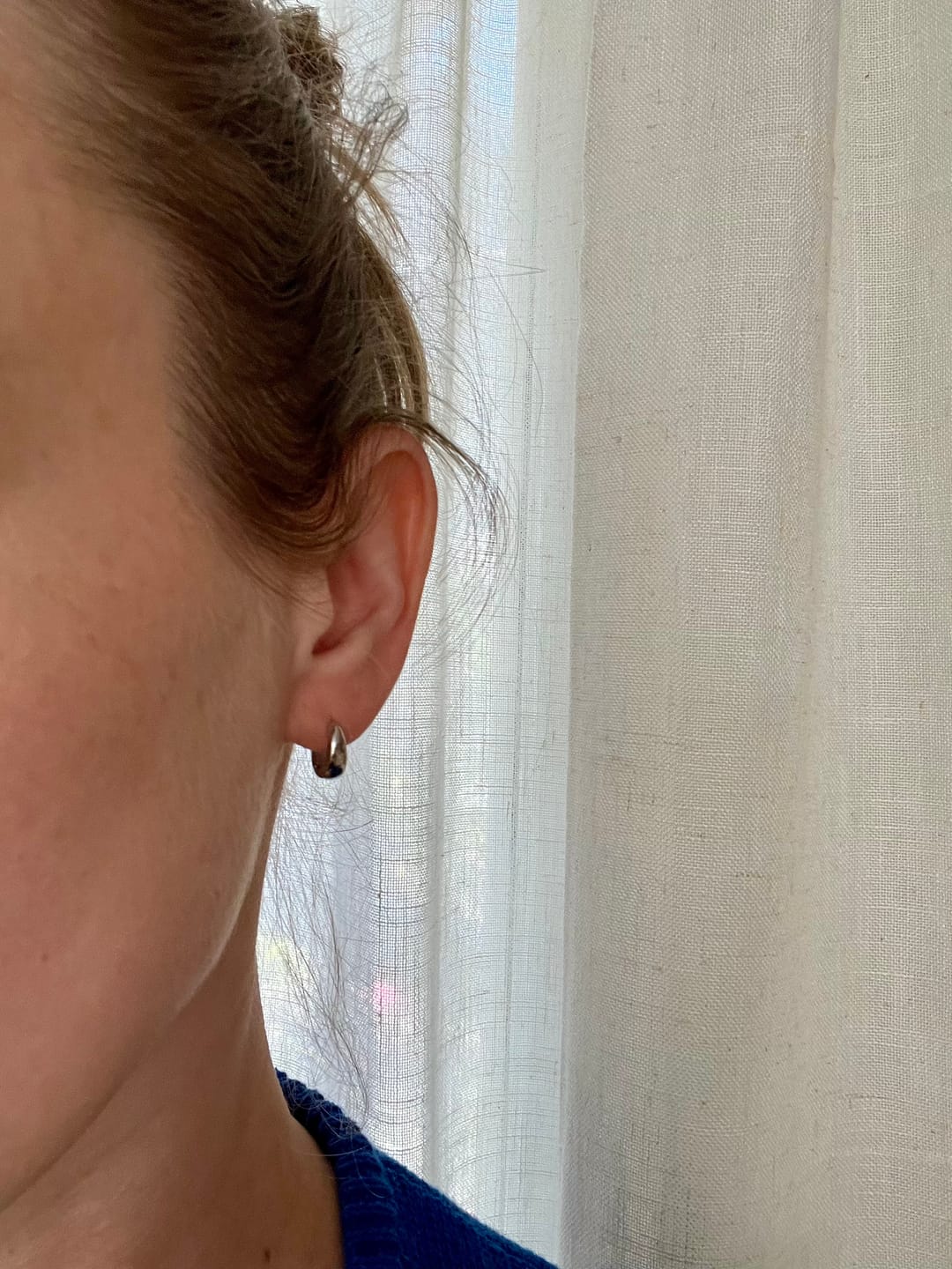 Customer photo review of Mini Bold Hoops - Silver