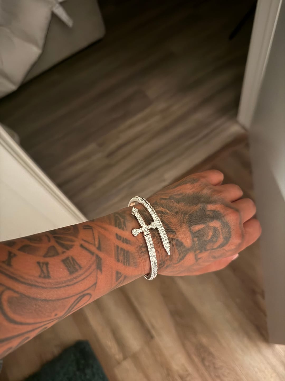 Customer photo review of Iced Dagger Bracelet - White Gold