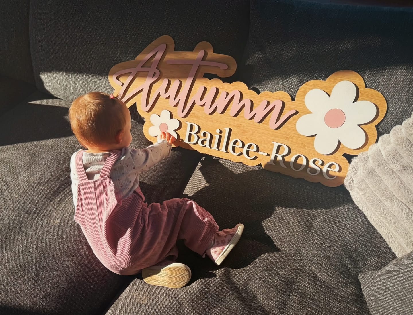 Customer photo review of Popped Two names with Flowers Name Plaque