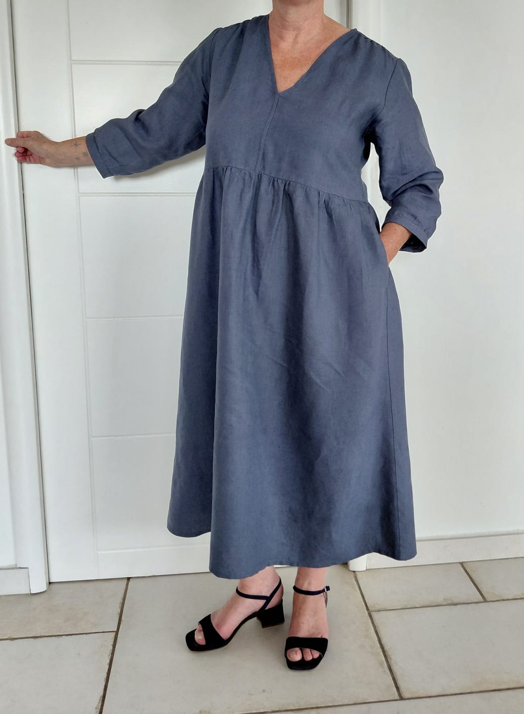 Customer photo review of Robe Agathe - Lin Bleu brume