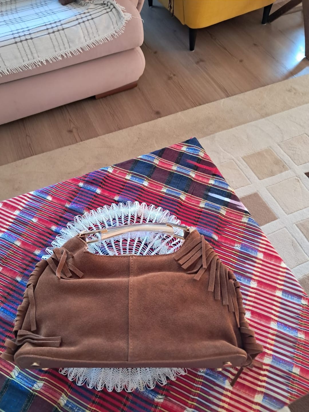 Customer photo review of REA | Püsküllü Hakiki Süet Deri | Taba