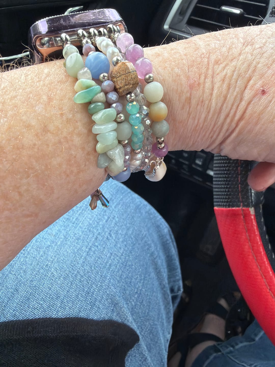 Customer photo review of Seaside Dreams Stretch Apple Watch Strap