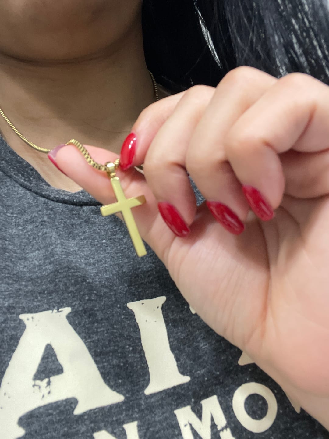 Customer photo review of Classic Cross Necklace Duo