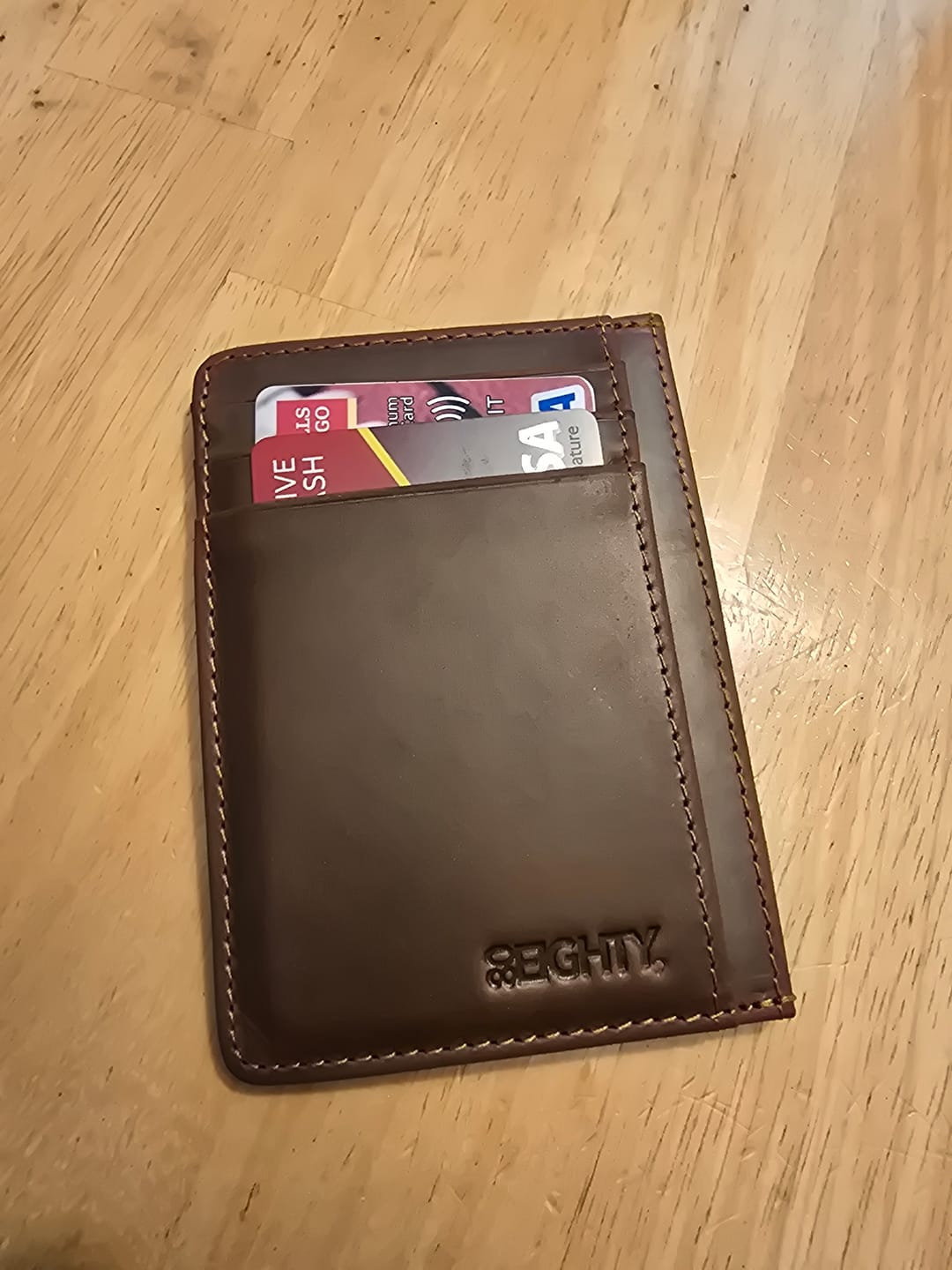 Customer photo review of 80Eighty® Cognac Leather Wallet