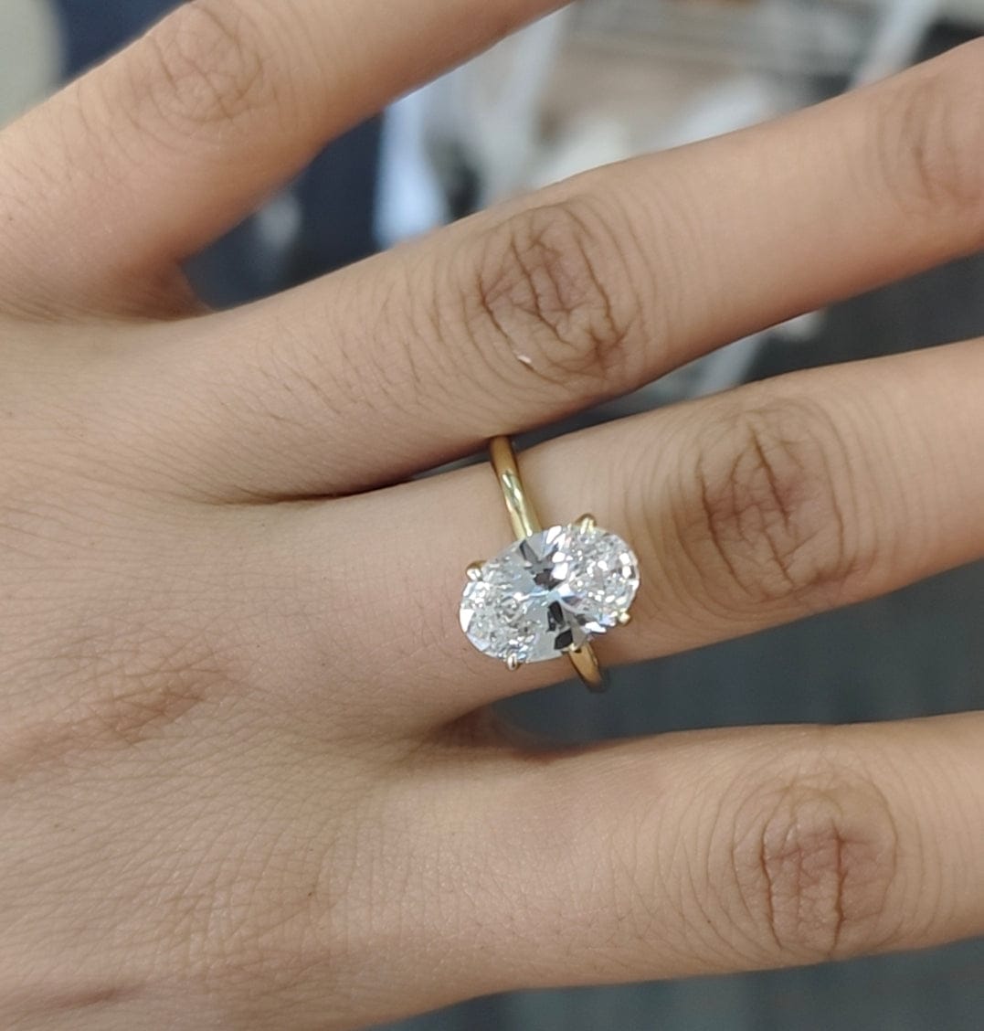 Customer photo review of S925 3.5 Carat Oval Cut Hidden Halo Engagement Ring In Sterling Silver Daily Wearable Ring