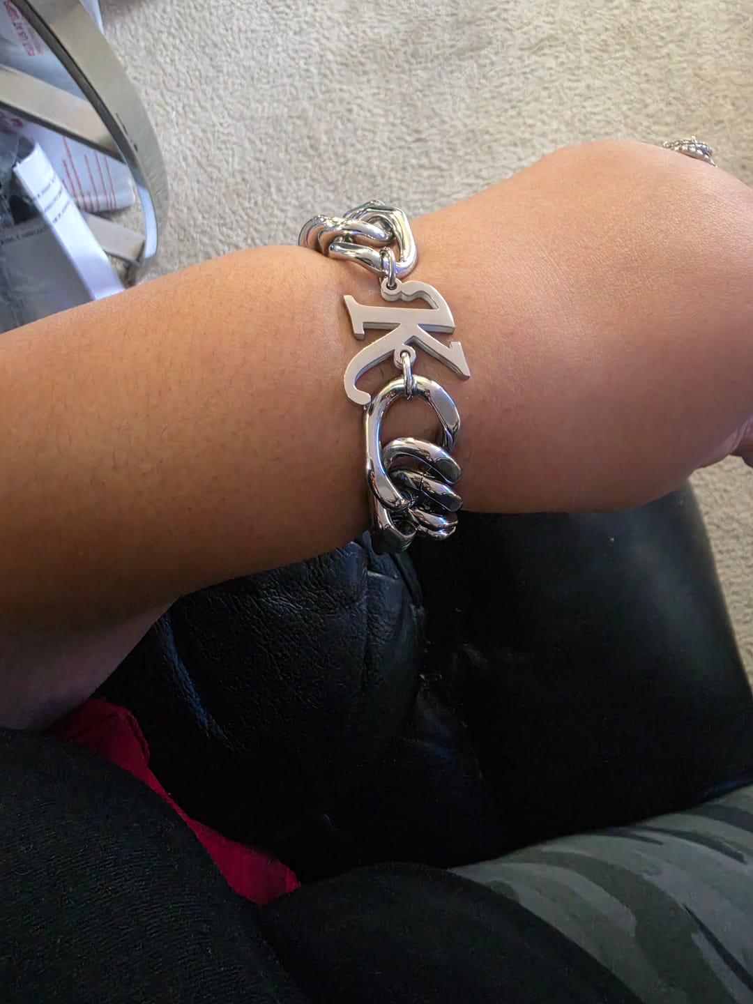 Customer photo review of Heavy Hitter Cuban Initial (A-Z) Pendant Bracelet (20mm)