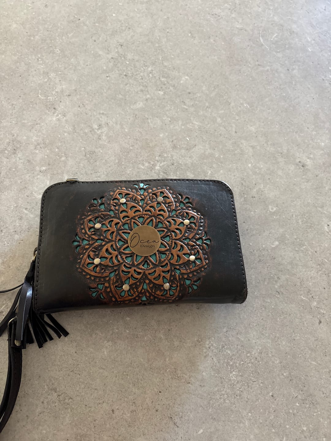 Customer photo review of Sage Mandala Leather Wallet