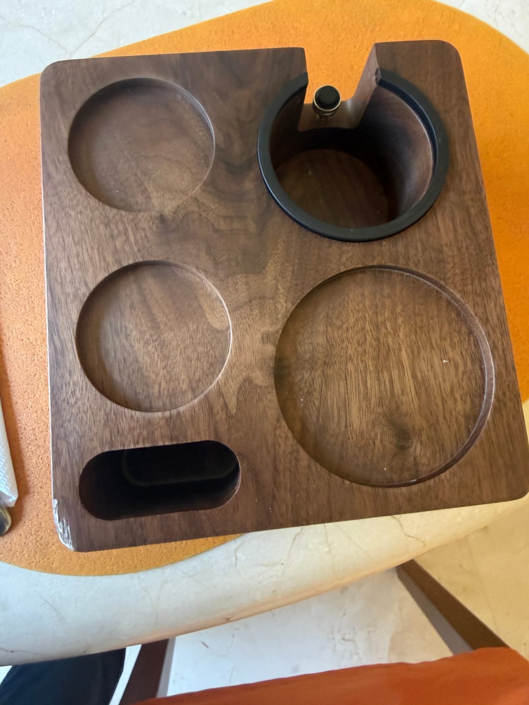 Customer photo review of Walnut Wood Coffee Tamping Station