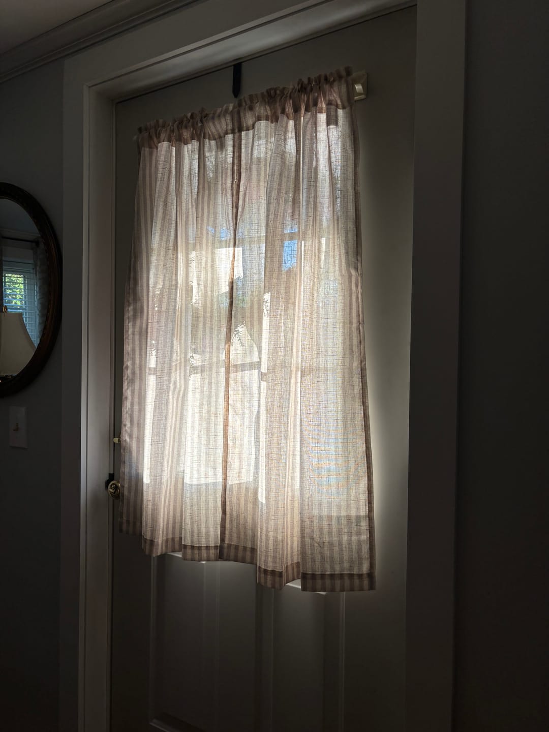 Customer photo review of Colorful Striped Linen Wood Ear Edge Kitchen Curtains