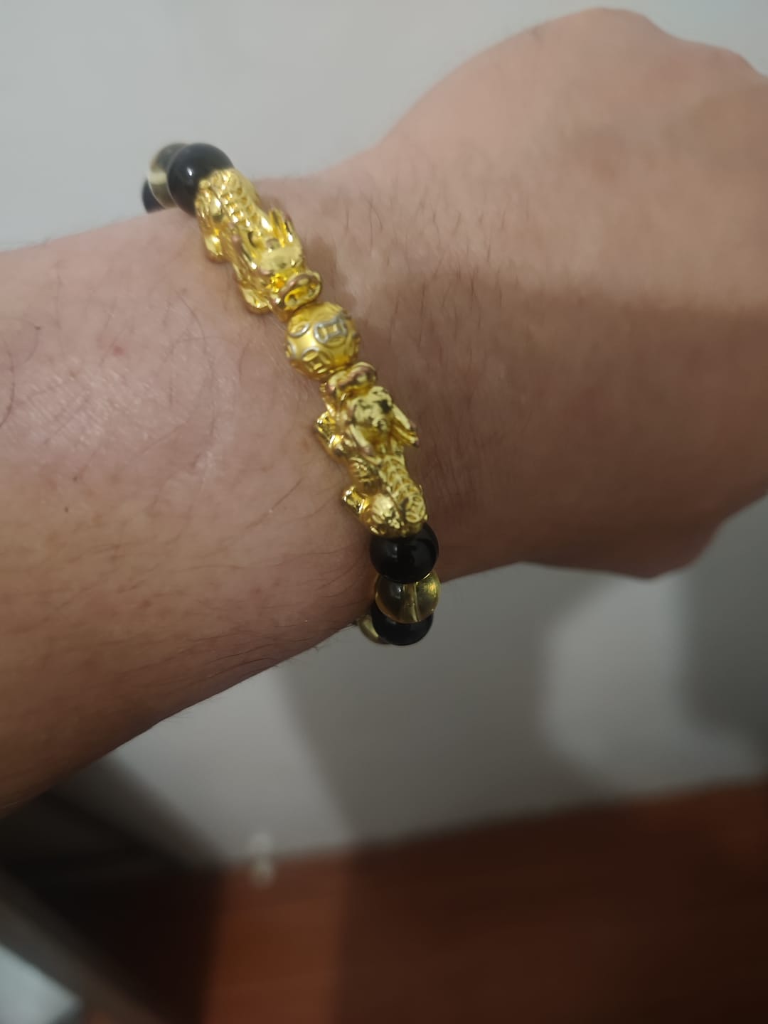 Customer photo review of Money Attracting Citrine and Black Obsidian Double Pixiu Bracelet