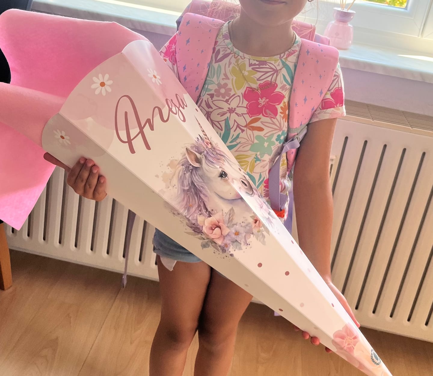 Customer photo review of Personalisierte Schultüte mit Namen - Einhorn rosa