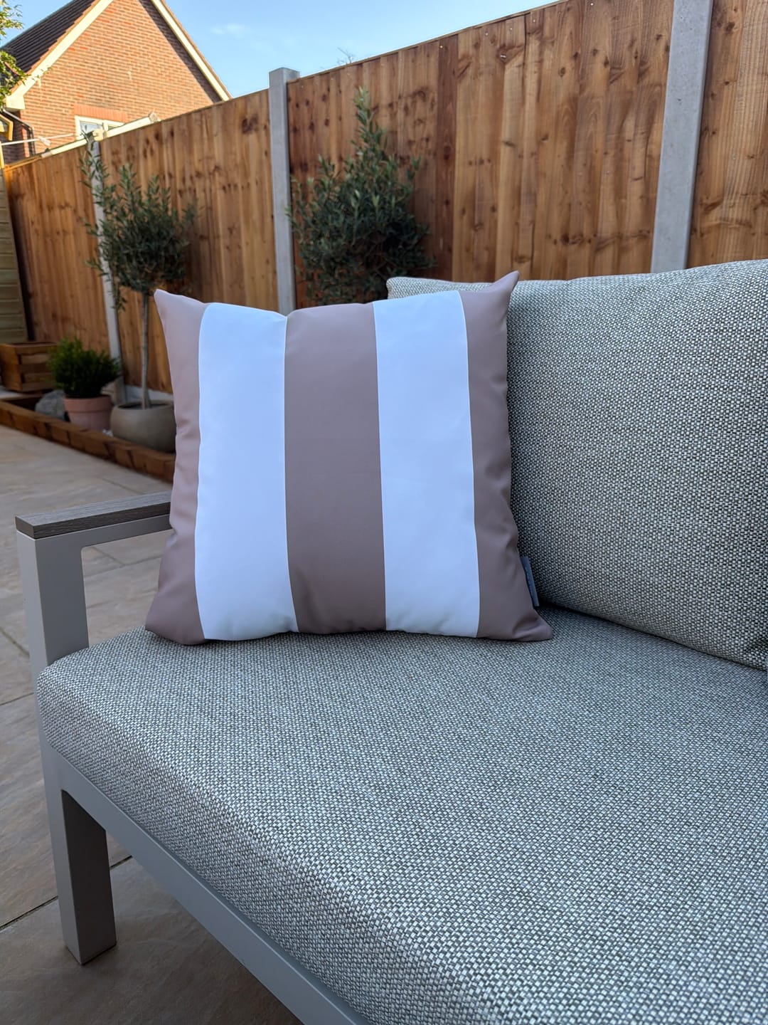 Customer photo review of Outdoor Garden Waterproof Cushion - 3 Stripes