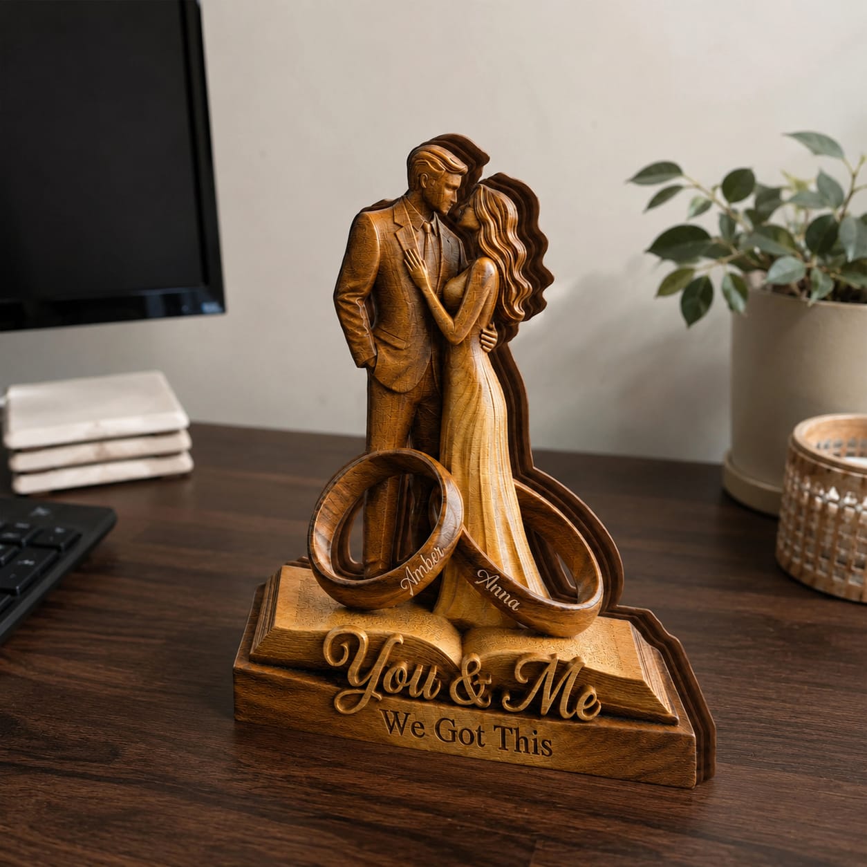 Customer photo review of You And Me We Got This - Personalized Customized 3-layered Wooden Plaque - Faith Love Gift For Couples, Wife, Husband