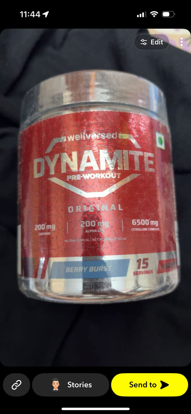 Customer photo review of Dynamite Pre-Workout (210g, 15 Servings) | Berry Burst