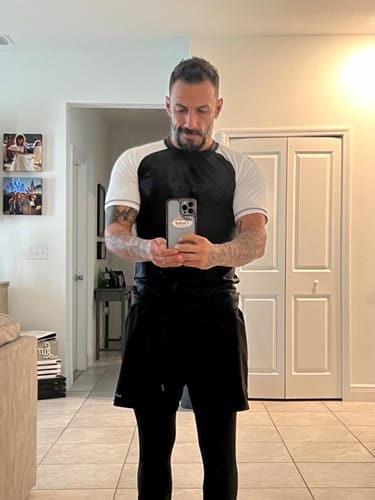 Customer photo review of Standard White Short Sleeve No-Gi Mens BJJ Rash Guard