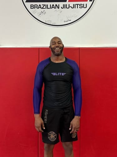 Customer photo review of Standard Purple Long Sleeve No-Gi Mens BJJ Rash Guard