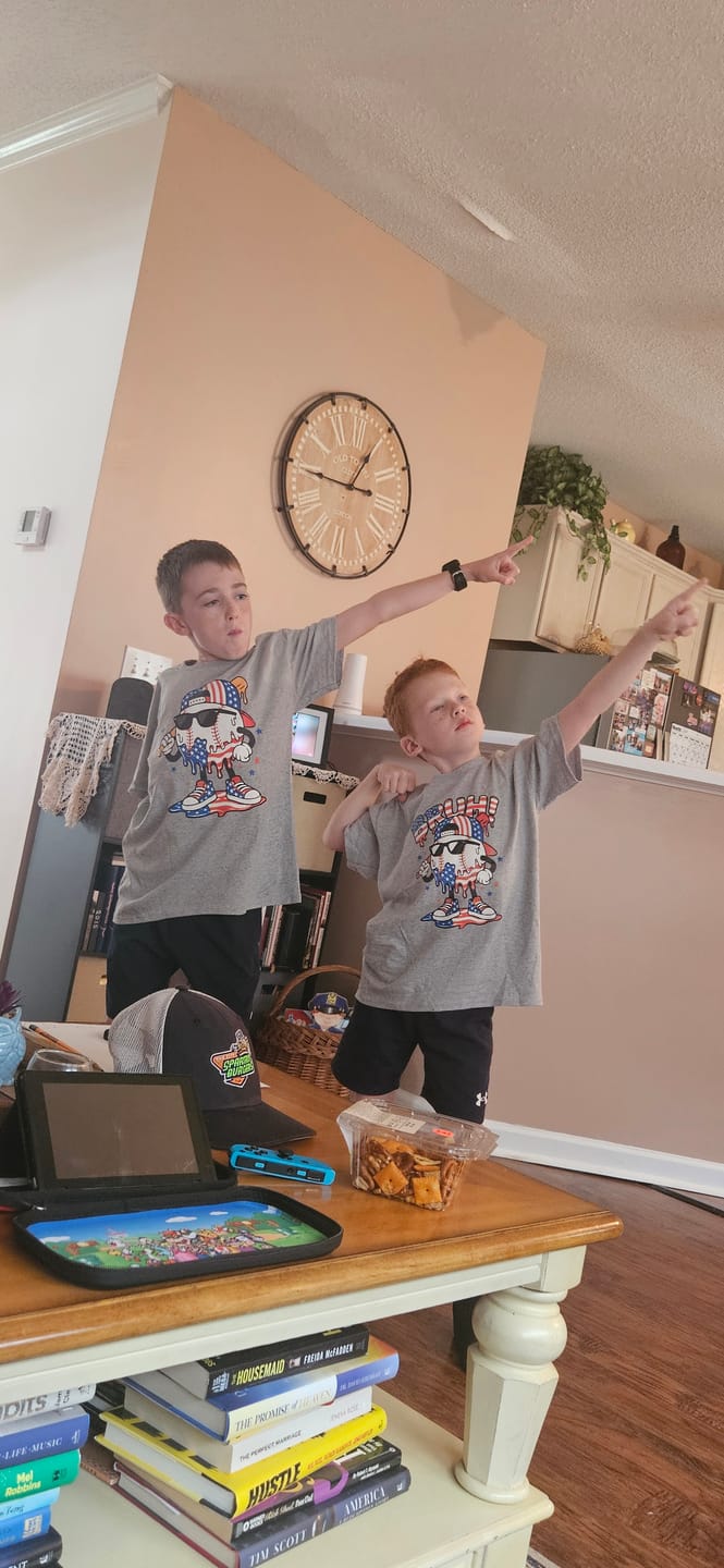 Customer photo review of Bruh USA Baseball Drip Kids T-shirt