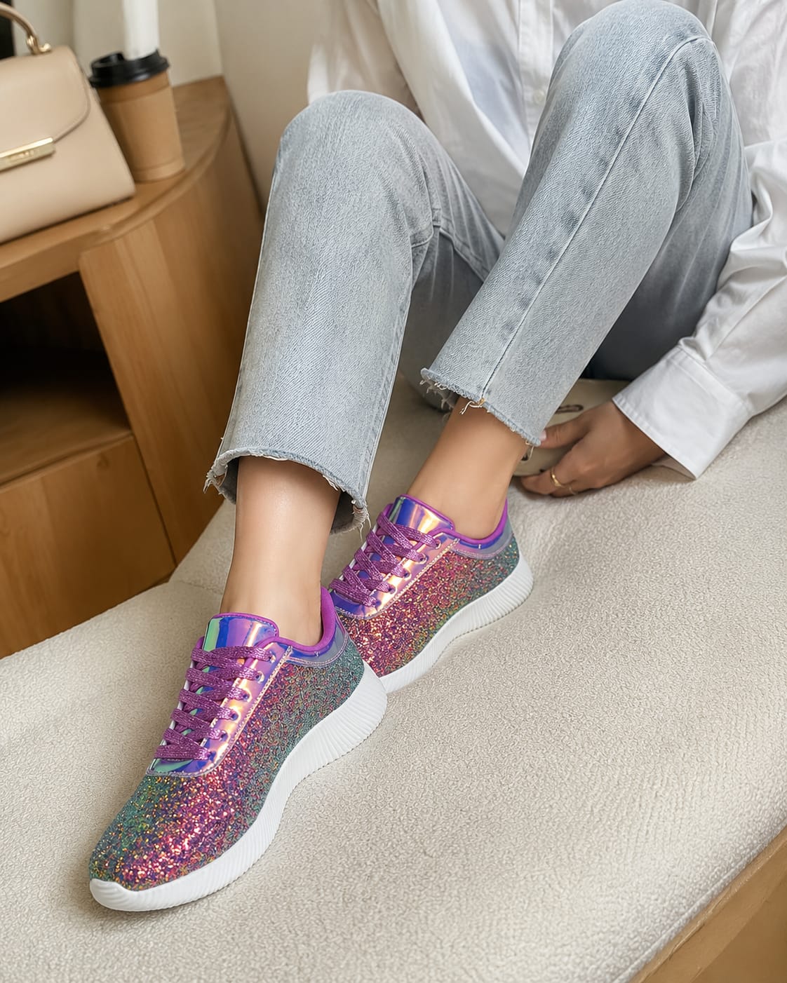 Customer photo review of Lucky Step Sequin Glitter Sneakers