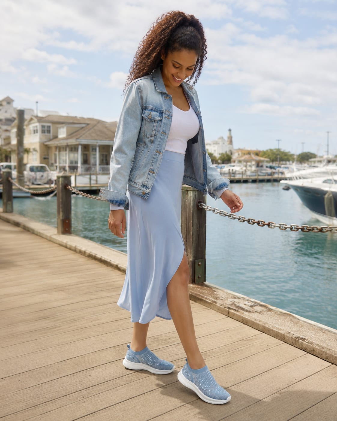 Customer photo review of Lucky Step Rhinestone Sock Sneakers