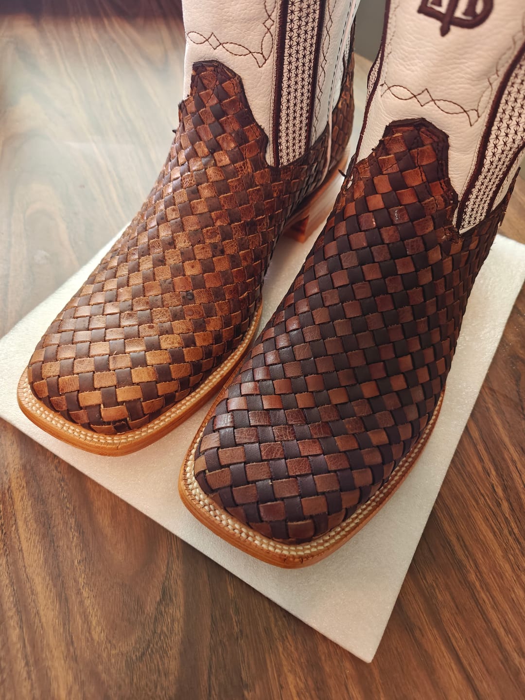 Customer photo review of Tan Basketweave Boots -Square Toe