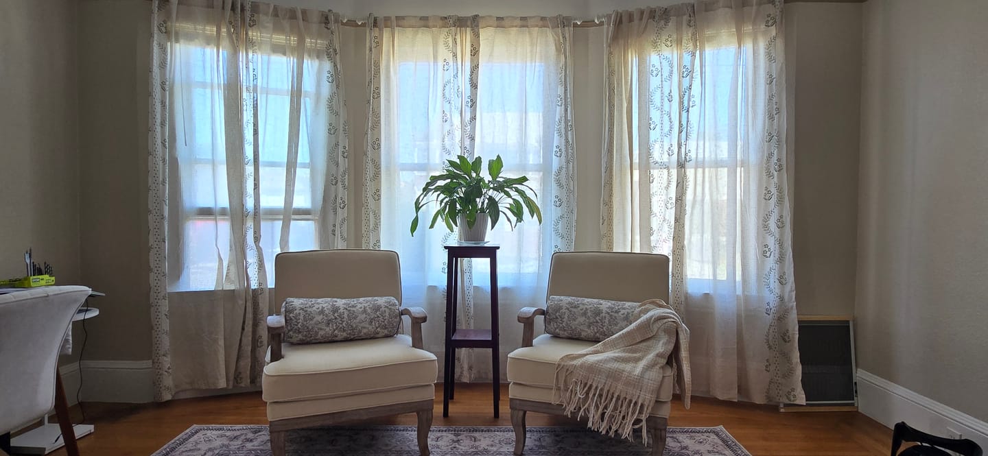 Customer photo review of Embroidered Vine Floral Linen Curtains