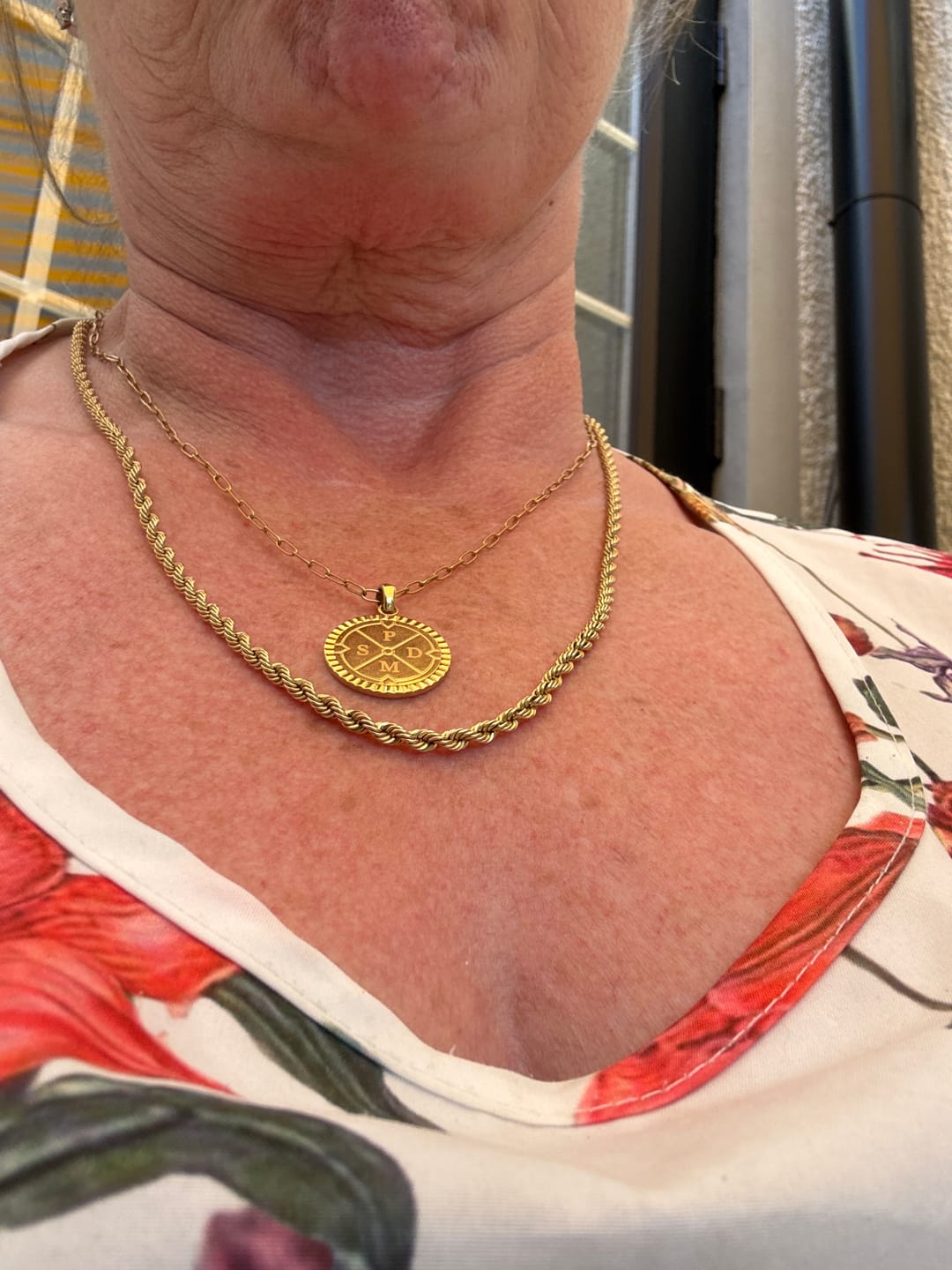 Customer photo review of Engravable Compass Necklace